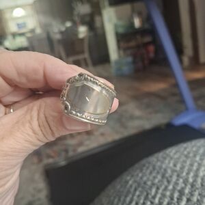 Wide Silver-Tone Spoon Ring
